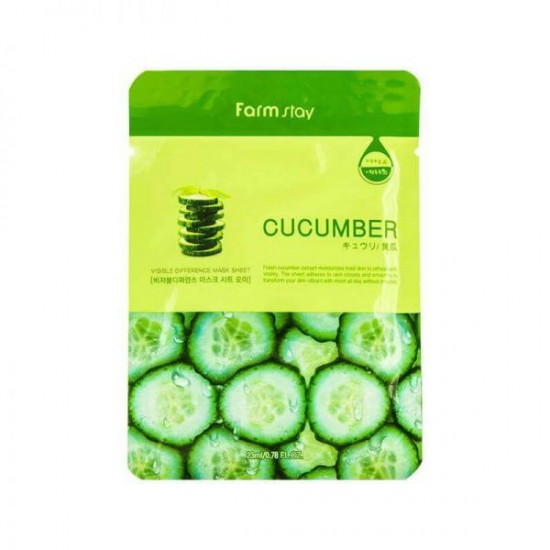 FarmStay Visible Difference Mask Sheet Cucumber Sejas maska ​​ar gurķu ekstraktu