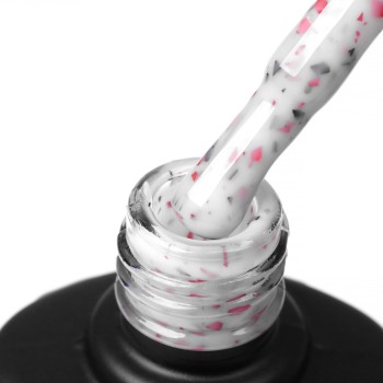 Potal Base №P018 Komilfo 8 ml (white with pink coral and black potal)